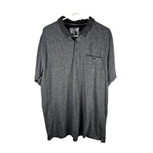 RetroFit Men&#39;s Short Sleeve Polo Shirt Pocket Fun Collar Gray Black Size... - $19.39
