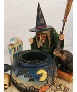 Jim Shore Halloween Witch Cauldron Tealight Candle Holder BlackCat 40063... - $108.60 CAD