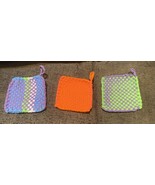 3 Handmade Potholder Woven Loom Hot Pad Trivet Pot Holders Coaster Lot 4... - €12,93 EUR