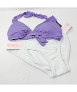 Bikini Swimsuit, Purple Top &amp;  White Bottom, Size M  Mossimo NEW - $293.39 MXN