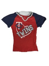 MLB Minnesota Twins Logo Graphic Girls T Shirt Sz Youth Large 10-12 Red Heart - £8.98 GBP