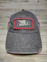 Dekalb Distressed Embroidered Logo Patch Mesh Back Hat Cap Gray Red Farm... - £7.23 GBP