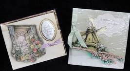 Vintage Lot of 2 Easter Cards for Mother 1930s Windmill Window Ribbon Soiled - £5.53 GBP