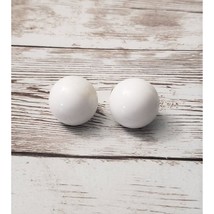 Vintage Clip On Earrings - White Domed 0.75&quot; - Some Staining - $9.99