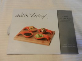Alex Liddy 5 Piece Tasting Plate Set, Mini Red Spoons &amp; Bamboo Board Set - $40.00