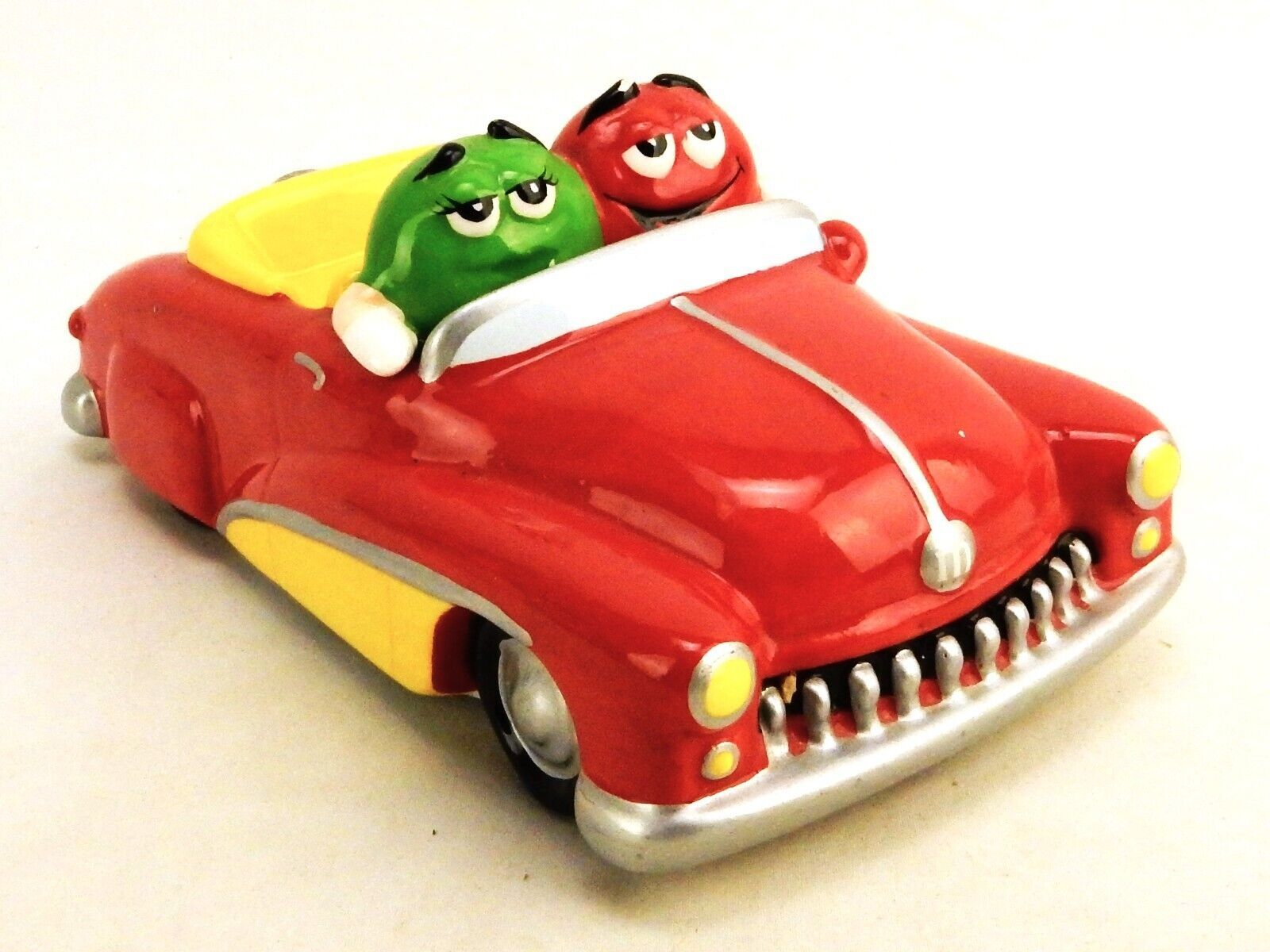 M&amp;Ms Candy Dish Car, Convertible Coupe Figurine, Red &amp; Green Characters,... - $14.65