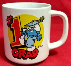 Vintage Smurfs 1982 #1 Grad Coffee Cup Mug  #3186 W. Berrie &amp; Co. - £5.39 GBP