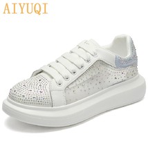Sneakers Shoes Women White Summer New Breathable Rhinestone Women Shoes Casual K - £61.66 GBP