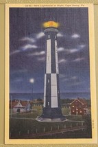 Lighthouse at Cape Henry Virginia at Night - Vintage Linen Postcard - 1941 - £6.37 GBP