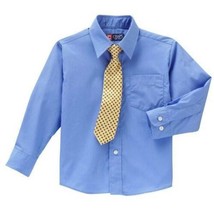 Boys Dress Shirt &amp; Tie 2 Pc Chaps Blue Long Sleeve Button Front Set-size 12 - £10.16 GBP