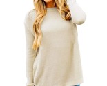 Women&#39;S 2023 Fall Long Sleeve Oversized Crew Neck Solid Color Knit Pullo... - £65.76 GBP