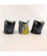 Set of 3 Fish Shaped Beer Can Holders Ceramic Koozies Matte Coastal Decor - $27.61
