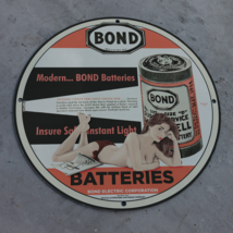 Vintage 1943 Bond Batteries Porcelain Gas And Oil Americana Man Cave Sign - £119.38 GBP