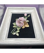 3D Pink Rose Flower Art In Frame Art Craft Gift Unique 16” X 13” Floral ... - $39.59