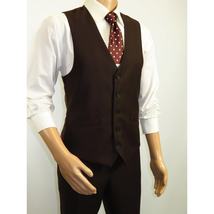 Men's Renoir Suit Vest V-neck Adjustable Strap 5Button 201-5 Brown image 3