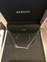 Silver Plated Bar Necklace And Earring Set Alfani - £11.86 GBP