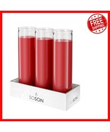 Classic Red Pillar Candles Set - Safe Unscented 7-Day Burn for Home &amp; Ev... - €34,37 EUR