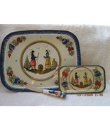 Heinriot Quimper France, two metal trays &amp; knife - $27.61 CAD