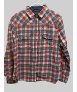 Jacks Girlfriend Shirt Women XL Red Gray Plaid Pearl Snap Flannel - Cozy - $13.99