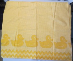 Vtg 50&#39;s Pr Gingham Yellow Ducks Chicks Print Cotton Fabric Curtain Pane... - £15.76 GBP