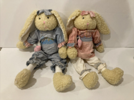 Set of 2 ABC Distributing Bunny Rabbits Plush Stuffed 17&quot; Animals Vtg - $11.13