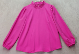 J.CREW Blouse Top Womens Small Pink Polyester Long Sleeve Ruffle Trim Mock Neck - £19.63 GBP