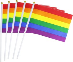 50 Pack Rainbow Pride flag Small Mini Flag Hand Held Flag Stick Flag USA America - £27.14 GBP