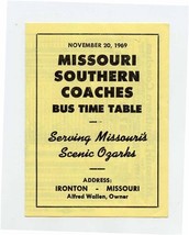 Missouri Southern Coaches Bus Time Table 1969 Serving Missouri;s Scenic ... - £11.07 GBP