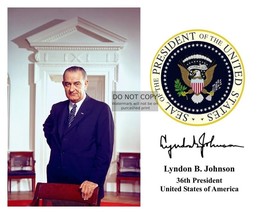 President Lyndon B. Johnson Presidential Seal Autographed 8X10 Photo - £6.68 GBP