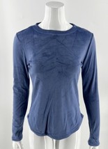 Cuddl Duds Climate Right Velour Top Size Small Blue Soft Long Sleeve Thumbholes - £18.62 GBP