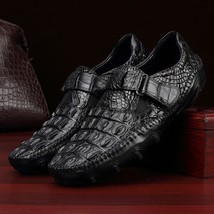 Fancy Genuine  Skin Soft Rubble Sole Men&#39;s Flat Shoes Authentic Exotic Alligator - £207.04 GBP