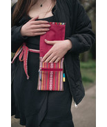 Small fabric waist bag for phone, cards and money in ethnic boho style. - £23.39 GBP+