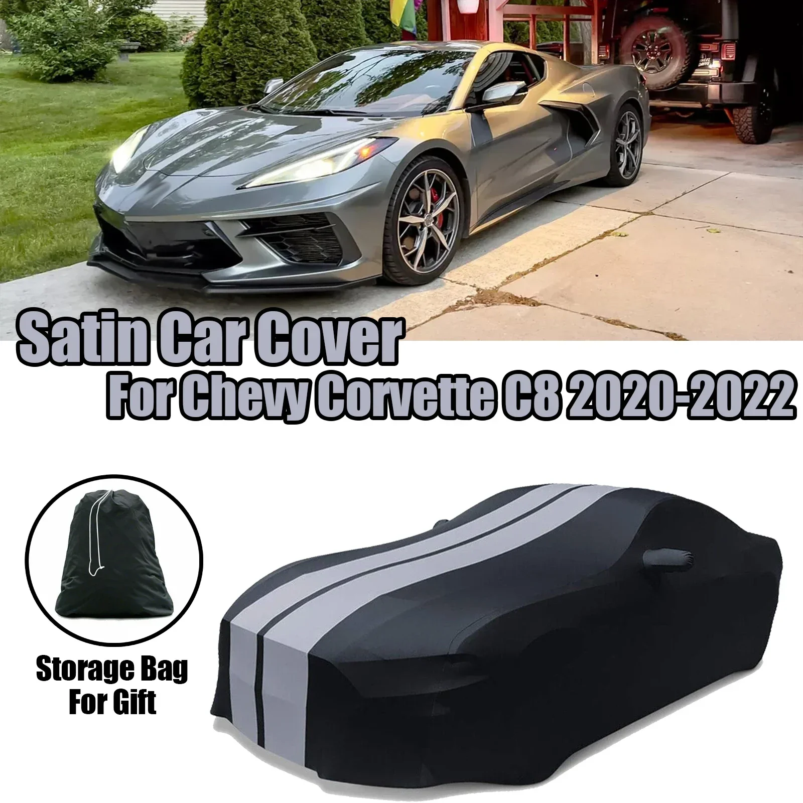For Chevrolet Corvette C8 2020-2022 Stingray Indoor Full Car Cover Satin Dust UV - £149.73 GBP