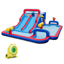 Inflatable Bounce House with 2 Water Slides and 3 Water Cannons With 735W Blowe - £511.35 GBP