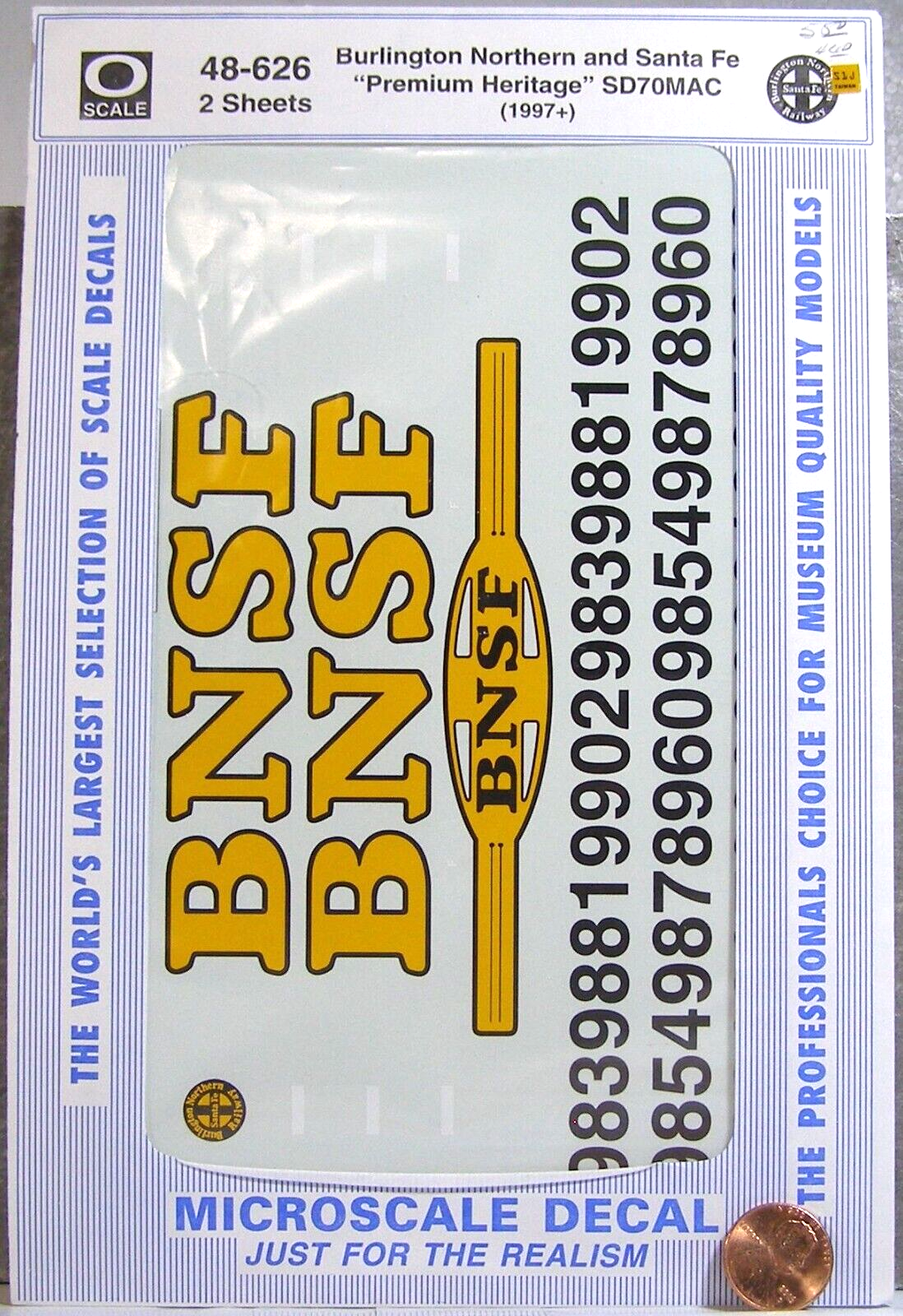 Microscale Model Train Decals O 48-626 Burlington N &amp; Santa Fe SD70MAC 1... - $9.95