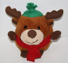 Greenbrier Reindeer 5&quot; Brown Plush Small Stuffed Soft Toy Christmas Hat Scarf - $8.80