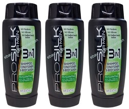 3x Mens 3 in 1 Shampoo Conditioner &amp; Body Wash Tea Tree &amp; Peppermint Oil 16ozEa - £23.38 GBP