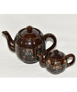 Vintage Japanese Teapots 2 Brown Redware Handpainted Moriage Teapots Jap... - £11.76 GBP