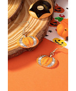 Orange Halloween Rhinestone Pumpkin Hook Earrings - $5.82 CAD