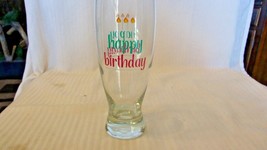 Happy Birthday Pilsner Beer Glass 16 Ounce 7&quot; Tall, Birthday Cake &amp; Candles - £24.12 GBP