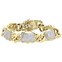 10K Yellow Gold Miami Cuban Link Diamond Bracelet 8.5&quot; Pave Domed Style 4.81 CT - £239.16 GBP