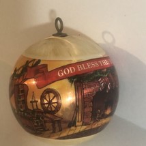 Vintage God Bless This House Ball Christmas Decoration Holiday Ornament XM1 - £6.15 GBP