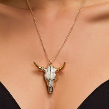 Cow Skull Necklace 17&quot; Chain Western Southwestern Cattle Steer Longhorn New - £7.11 GBP