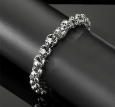 Gothic Skull Ancient Silver Thick Chain Alloy Bracelet - £10.96 GBP