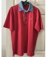 Vtg Lands End Denim Collar Polo Shirt Size L Red W/ Embroidered Woodstoc... - $1,422.31 MXN