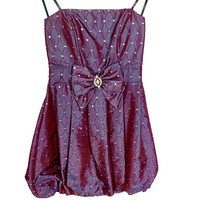 B. Darlin Strapless Bubble Cocktail Dress Purple Taffeta Rhinestone Bow ... - £39.22 GBP
