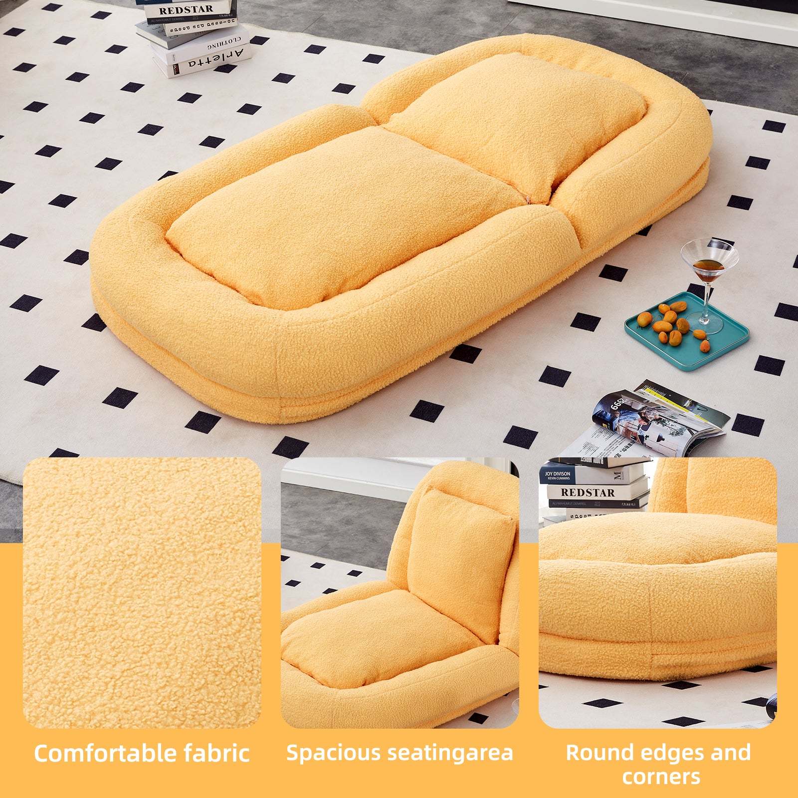 Yellow Teddy Folding Sofa Chair - 5-Position Adjustable Gaming Item image 10