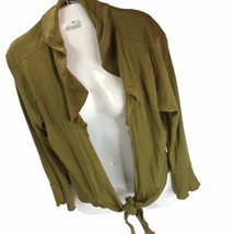 Vintage Sweater Shrug Womens 1X Green Chartreuse Tie Front Open Front US... - £14.00 GBP