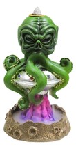 Cthulhu UFO Alien On Spaceship Saucer Moon Crater Backflow Incense Cone Burner - £23.12 GBP