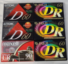 Fuji Tdk Maxell Cassette Tape Lot Of 6 Nip Nos Blank Media Tapes 60 / 90 Mins - £25.96 GBP